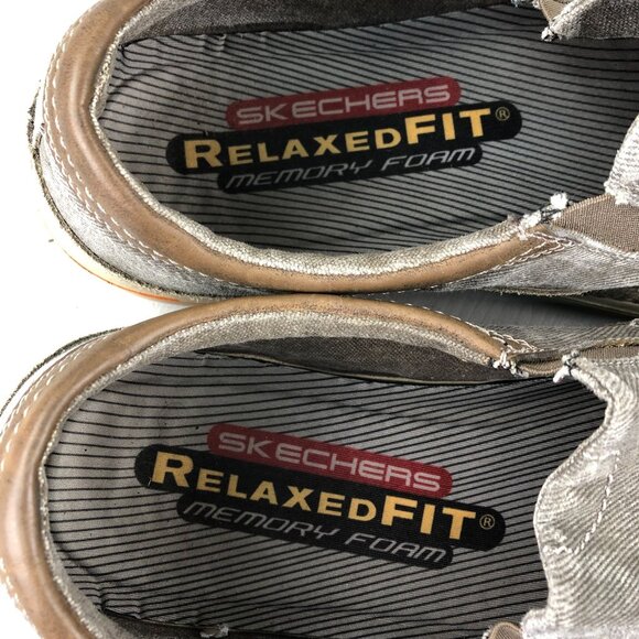 Skechers Men's Size 13 Landen Steller Grey Leather Textile Slip On Loafers 64355 - Picture 11 of 13